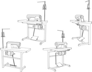 Wall Mural - Vector illustration sketch of a simple manual sewing machine design for sewing clothes