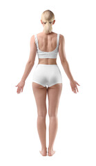 Poster - Sporty woman on white background, back view