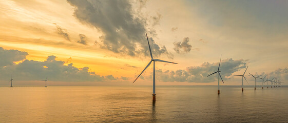 Wall Mural - landscape with turbine green energy electricity, windmill for electric power production, wind turbin