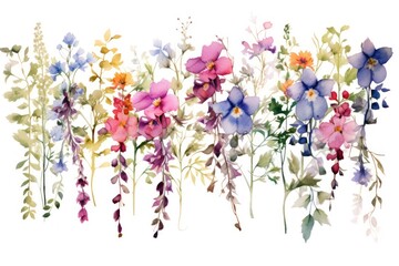 Wall Mural - Wildflowers blossom pattern plant.