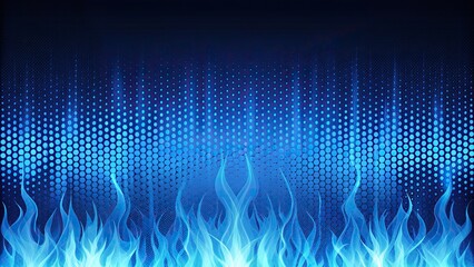 Wall Mural - Blue fire background with halftone effect, blue, fire,background, halftone, effect, abstract, texture, flames, digital, glowing