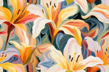 Wall Mural - Pattern of lily painting flower petal.