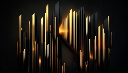 Wall Mural - 3d render of abstract background with golden lines. Futuristic technology style.