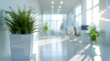 Blur focus of White open space office interior can be used as background