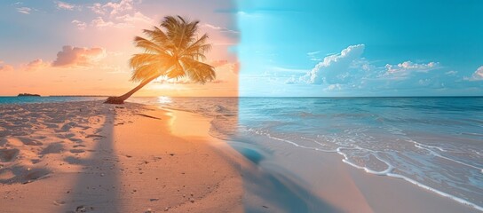 Wall Mural - Beach at Sunrise and sunset