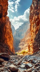 Wall Mural - Stunning panoramic shot of a breathtaking canyon landscape captured in high resolution for breathtaking views