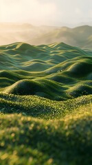 Wall Mural - Gorgeous rolling hills under a gentle morning sunlight for a tranquil atmosphere