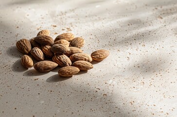 Wall Mural - A group of nuts on a white surface.