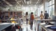 © SHOTPRIME STUDIO - Group of people exploring a classroom filled with desks and bookshelves during an educational tour excursion