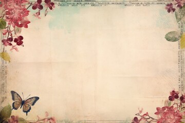 Wall Mural - Love letter with sealing wax border backgrounds flower plant.