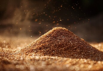 A closeup of a pile of sesame seeds.