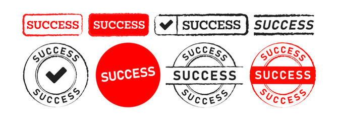 Wall Mural - red and black color rubber stamp success labels ticker for approve accepted confirm