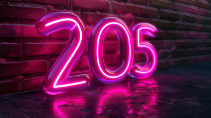  Captivating 3D Neon Pink Number 2025 for Digital Media, Generative AI
