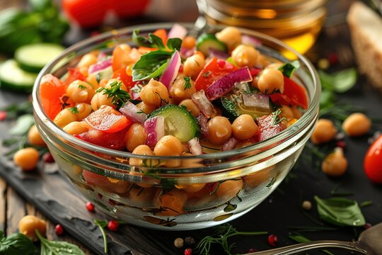 vegetarian chickpea food dieting healthy vegetable salad lunch vegan bowl fresh meal appetizer dinner bean cuisine green