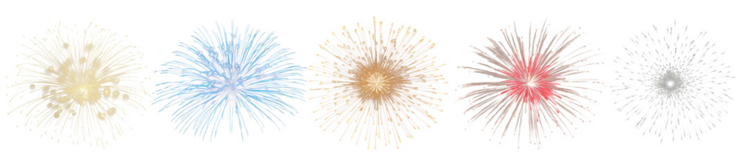 Poster - Fireworks outdoors sparks png element set on transparent background