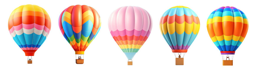 Canvas Print - Hot air balloon png element set on transparent background