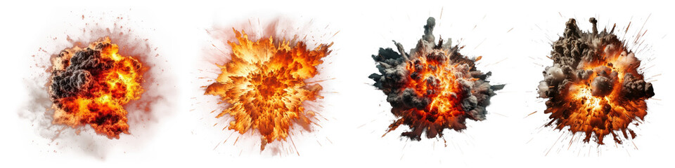 Poster - Explosion fire png element set on transparent background