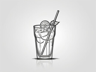 AI generative. Flat icon food and beverages symbol. Black on white background, isolated. Drink 1