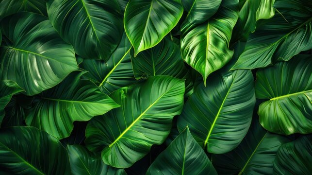 Tropical Green Leaf Texture - Abstract Nature Background