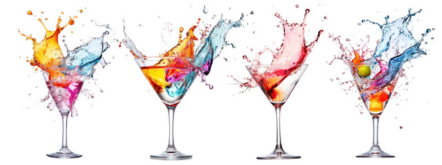 Sticker - Cocktail glass with splash water png on transparent background