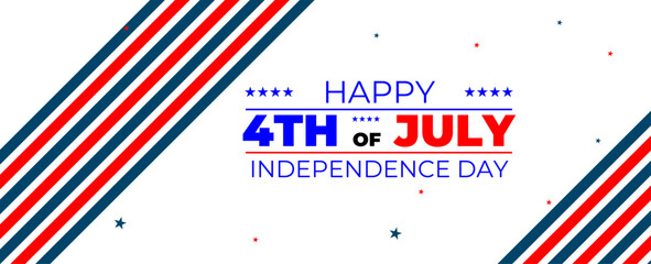Wall Mural - Happy Independence Day greeting card with brush stroke background in United States national flag colors and lettering text Happy 4th of July. banner, cover, card. Vector illustration