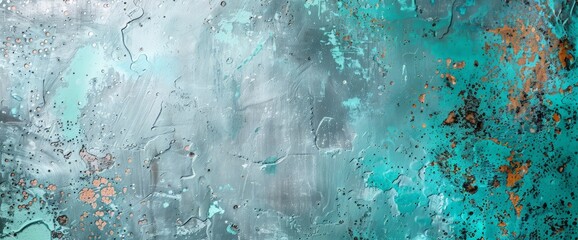 Wall Mural - Turquoise and gray textured metal surface background.