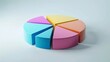 © Paul - Bright and colorful 3D pie chart, white flat background, clean layout, clear text space for annotations, professional and sleek design