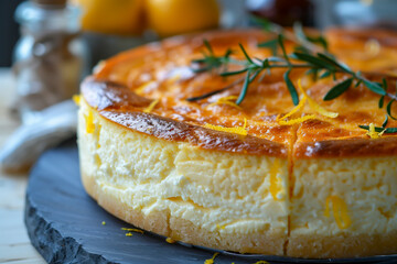 Canvas Print - Italian Ricotta Cheesecake with lemon zest