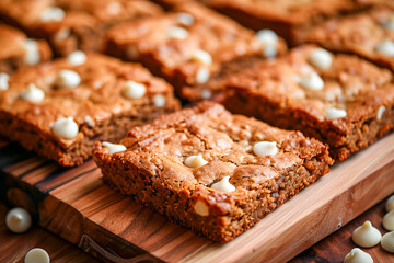 Wall Mural - American Brown Butter Blondies with white chocolate chips