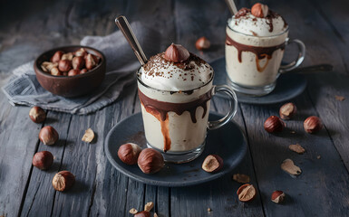 Wall Mural - Chocolate affogato with hazelnuts