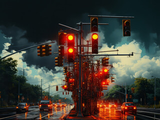 Poster - Beautiful, Set of traffic lights isolated