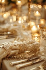 Canvas Print - Gilded Islamic napkin rings with intricate detailing, elevating table settings with sophistication.