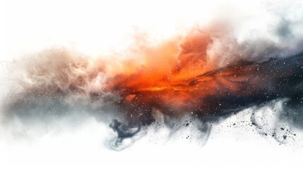 Wall Mural - Cosmic dust and fire creating a fantasy nebula on white background