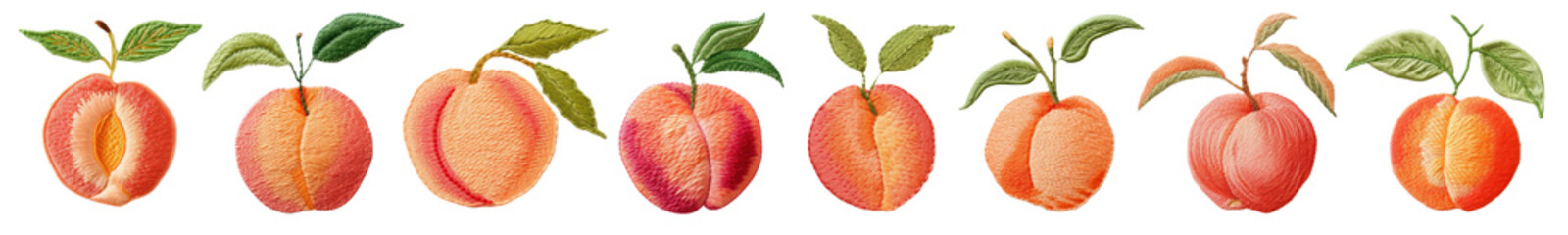 Sticker - Hand-painted watercolor peach illustrations png set