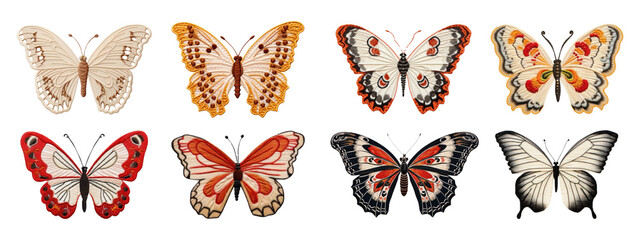 Canvas Print - Colorful vintage butterfly illustrations png set