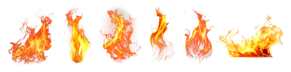 Sticker - Realistic fire flames collection png set