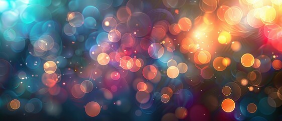 Wall Mural - Vibrant Abstract Bokeh Background with Colorful Light Circles in Various Sizes Creating a Festive and Dreamy Atmosphere Perfect for Celebrations, Parties, and Creative Projects