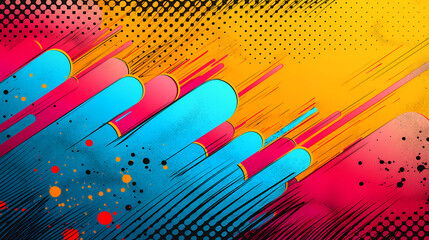 Wall Mural - abstract background with dots, Comic background, Pop colors
