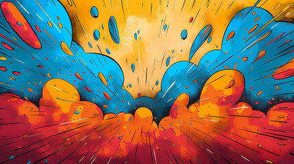 Wall Mural - Comic background big blast, pop colors, Boom, explosion, pop shades, 