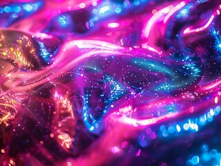Wall Mural - A dazzling abstract photo with vibrant pink and blue lights, presenting as a mesmerizing wallpaper and potential best-seller background