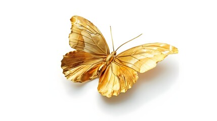 Gold butterfly isolated on white background