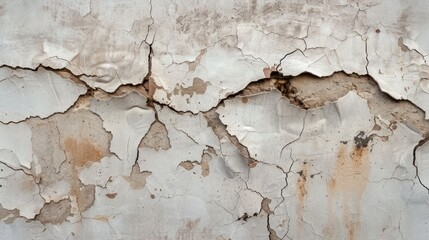 Canvas Print - Close-up of a high-resolution grunge plaster wall with cracks and chipped paint