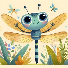 Wall Mural - Cute dragonfly