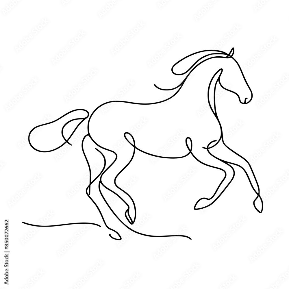 simple outline vector single line drawing silhouette of a horse rearing ...