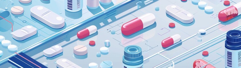 Wall Mural - An infographic displaying the reduction in medication