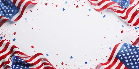 Wall Mural - White background with patriotic elements and ample room