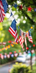 Festive decorations featuring American flags for Patriot Day celebrations.