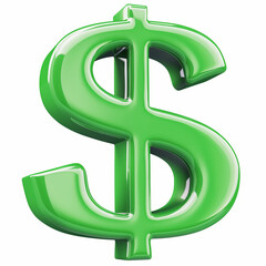 A shiny green dollar sign icon, symbolizing wealth, prosperity, and financial success. The bold and vibrant color represents growth and the power of money