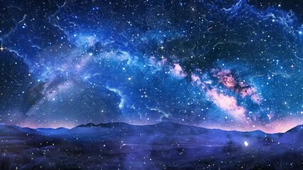 Wall Mural - amazing panorama blue night sky milky way universe seamless looping overlay 4k virtual video animati