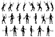 © Tritons - collection of different angle of silhouette female tennis player character, isolated vector for graphic resources